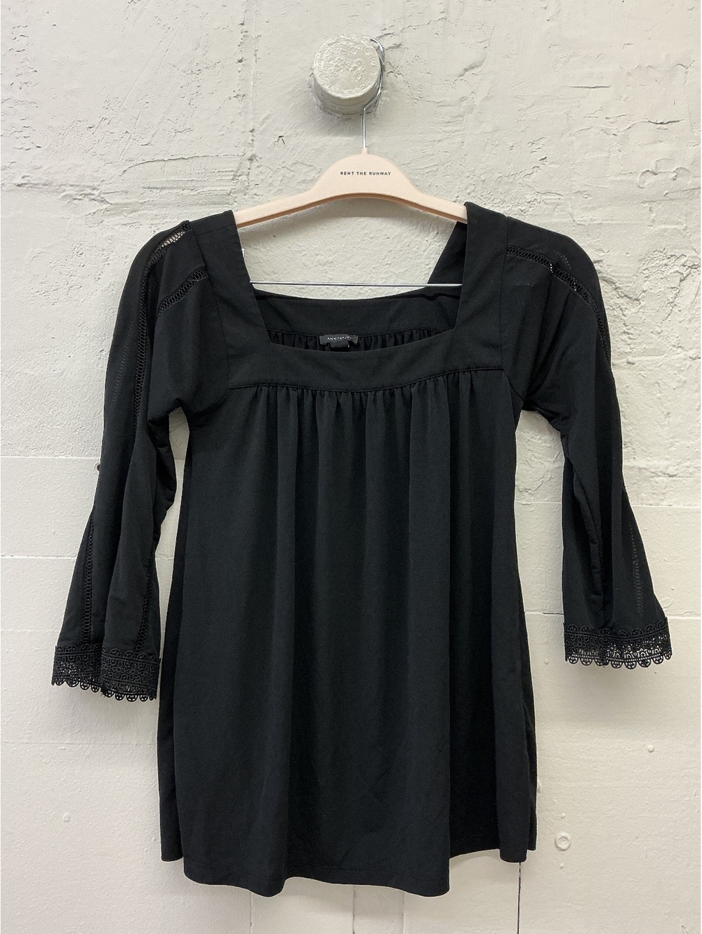 Ann Taylor Black Square Neck Top